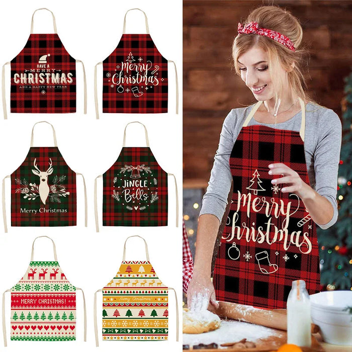 Linen Merry Christmas Apron Christmas Decorations for Home Kitchen
