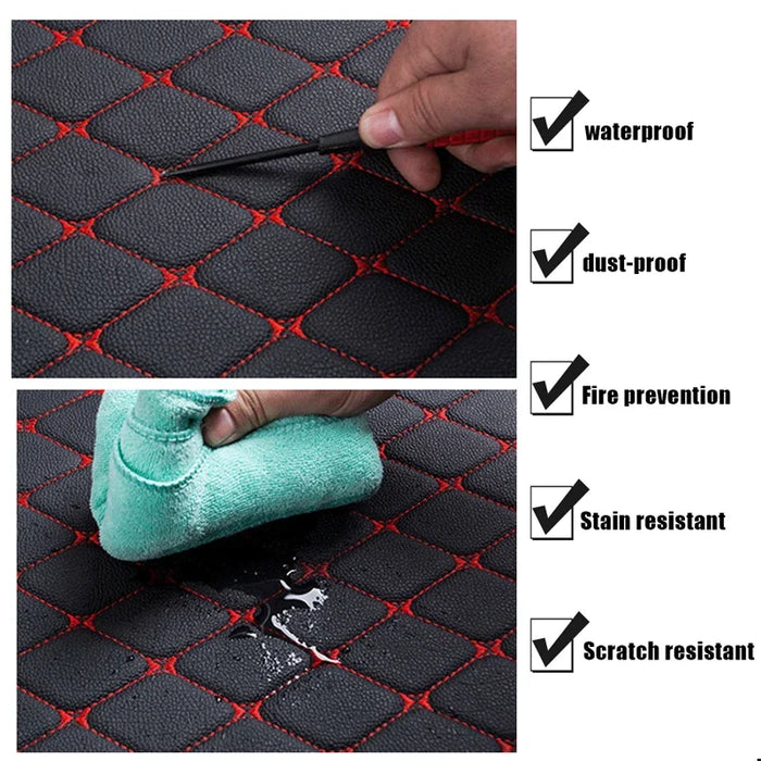 Car Floor Mats 4PCS Universal PU Leather Waterproof Auto Foot Pad Protector