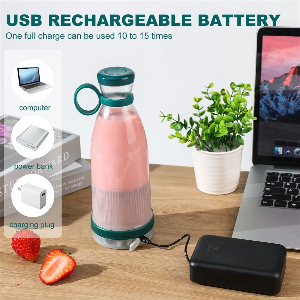 Portable Blender in Bottle Fresh Juicer Blender Rechargeable Mixer Smoothie Blender Electric Orange Fruit Juice Extractor Machine