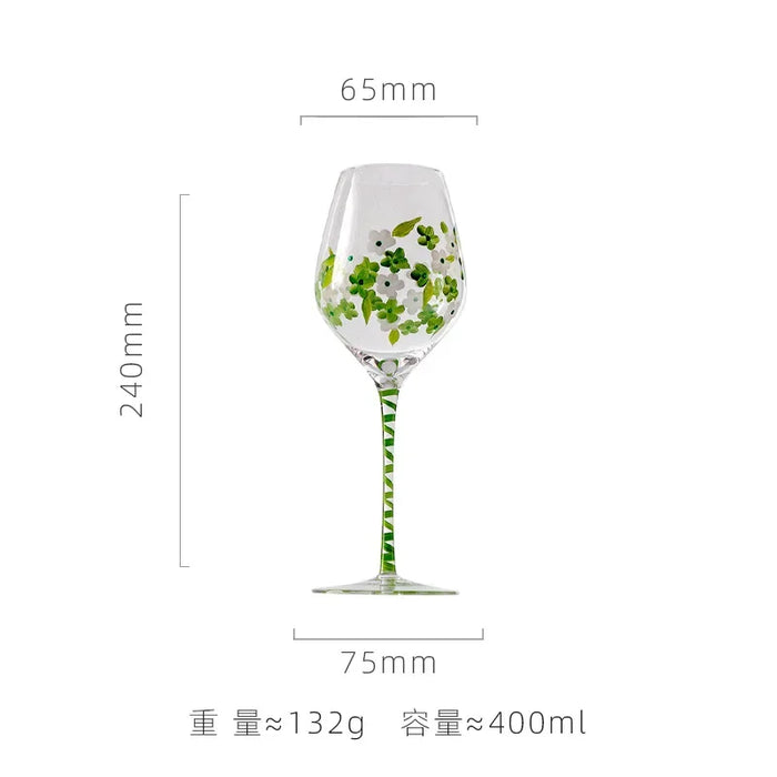 1 Piece Hand Painted Glass Goblet Cup Creative Red Wine Glasses Whisky Cup Flower Painted Stemware for Wedding Party Events