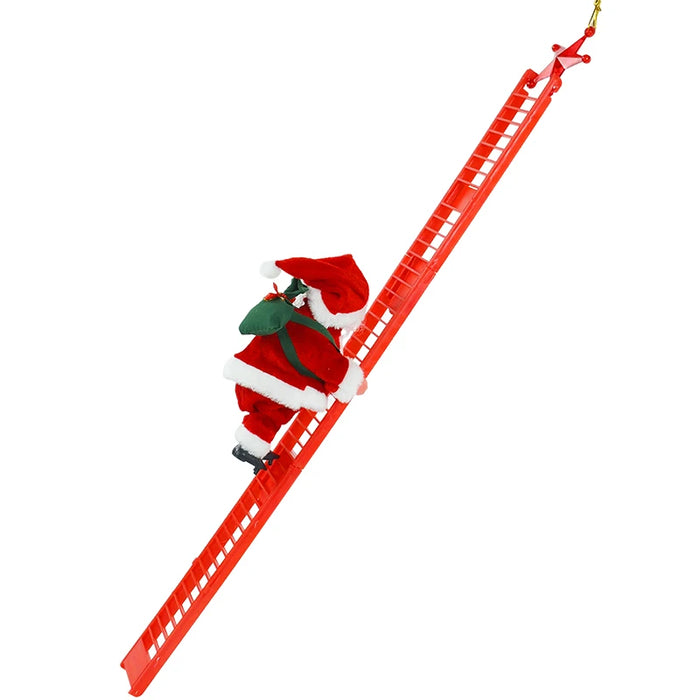 Santa Claus Doll Climbing Ladder with Music Christmas Tree Ornaments