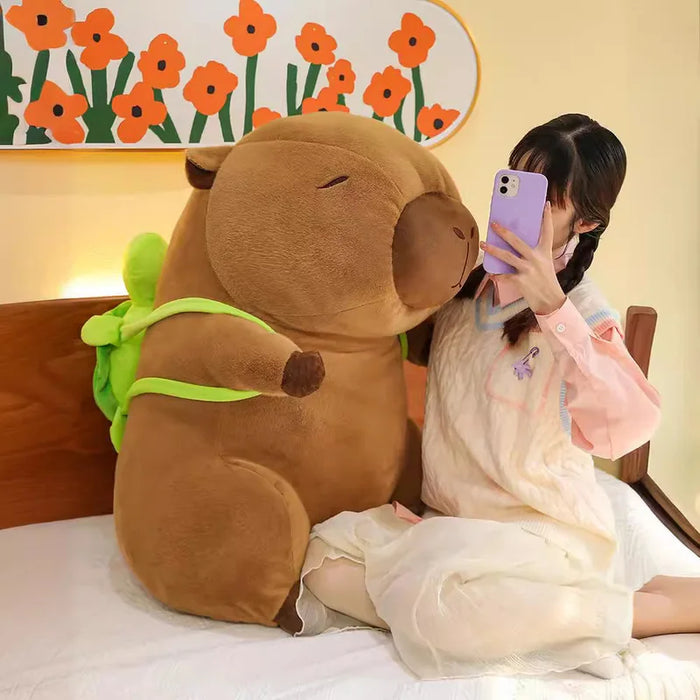 Capybara Turtle Backpack 35Cm Plush Doll Capibala Soft Pillow Living Room Sofa Ornaments Online Celebrity Doll Children'S Gift