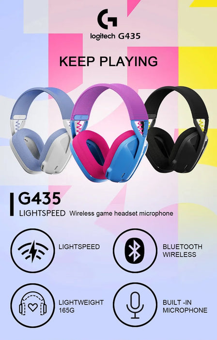 Logitech G435 LIGHTSPEED Bluetooth Wireless Gaming Headset Surround Sound Headphone