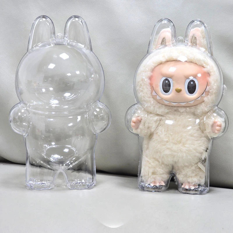 Labubu Transparent Protective Storage Case Plush Dolls Display Bag Portable Clear Organizer Box Thickened Dolls Bag