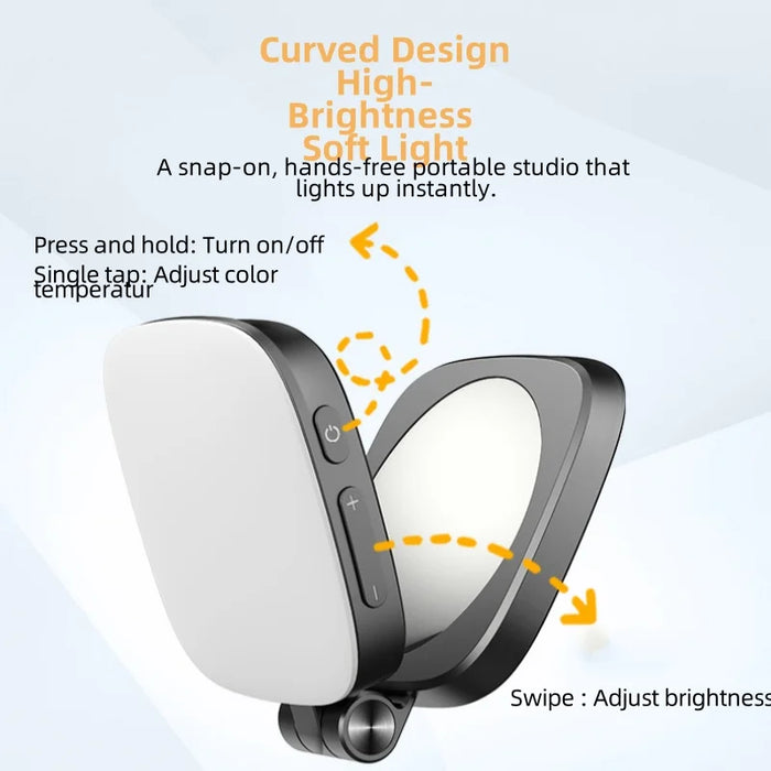 Magnetic Phone Fill Light for Selfie & Live-Streaming LED Beauty Light with Long Battery Life 4 Color Temps & 5 Bright Levels