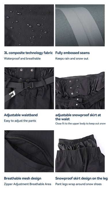 COPOZZ Winter 3L Male Ski Pants Outdoor Sports Permeable Waterproof
