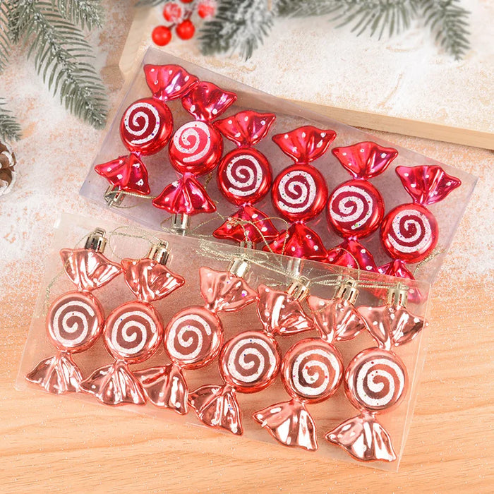 6pcs/box Christmas Candy Pendant Xmas Tree Hanging Ornaments