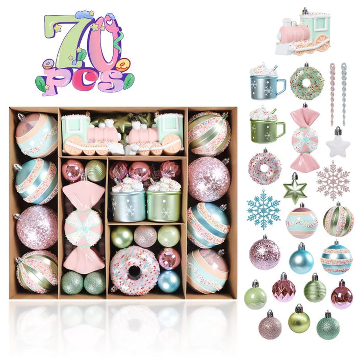 Christmas Ball Decoration Kraft Paper Set Box Donuts Pink Candy Unicorn Ice Cream