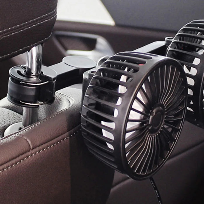 Car Safety Rear Seat Double-head Fan Kids Outdoor Fan Clip on Car Seat 360 Rotation Neck Cooler for Baby Summer Car Accessories