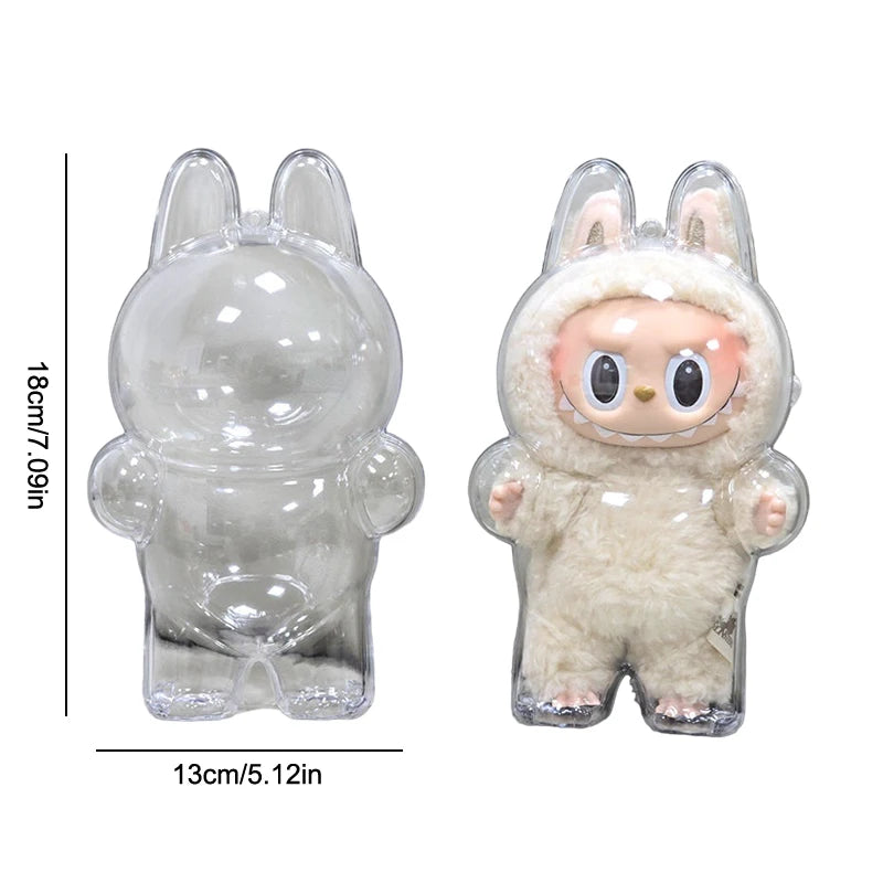 Labubu Transparent Protective Storage Case Plush Dolls Display Bag Portable Clear Organizer Box Thickened Dolls Bag