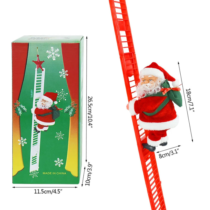 Santa Claus Doll Climbing Ladder with Music Christmas Tree Ornaments