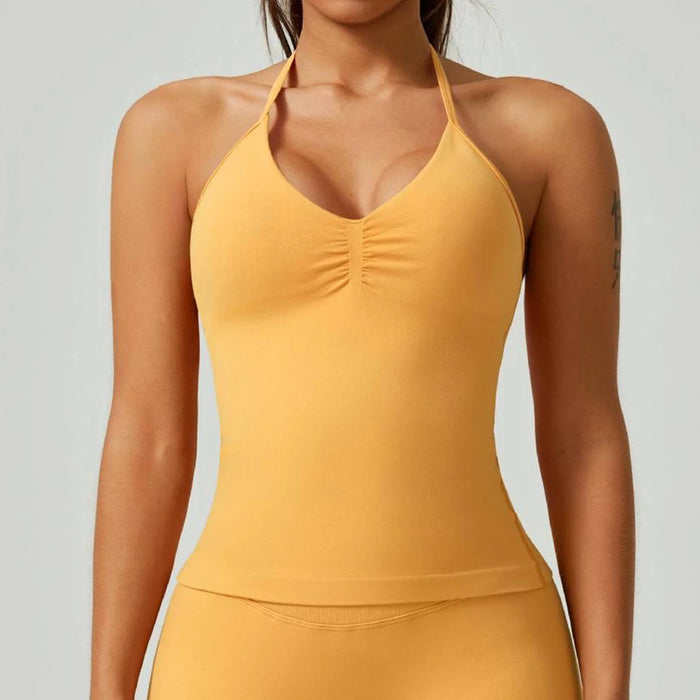 Impact Longline Strappy Gym Top with logo Yoga clothing  Halter Bra Gym Clothes woman  Built-in Removable cups