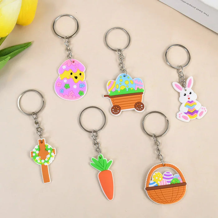 Easter Kids Gift Rabbit Eggs Bracelets Silicone Ring Keychains Happy Easter Birthday Party Favors Goodie Bag Basket Filler Toys