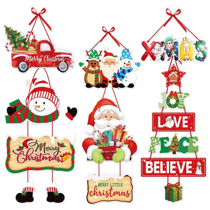 Christmas Door Hanging Paper Ornament Santa Claus Pendants