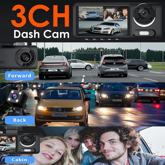 Mini 3 Channel 1080P Car Dvr WIFI Dash Cam Interior Vehicle Three Way Camera DVRs Recorder Video Registrator Dashcam Camcorder