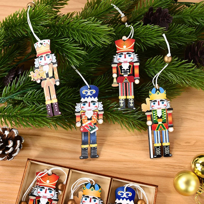 9pcs Christmas Nutcracker Soldier Wooden Pendant Xmas Tree Hanging Ornament