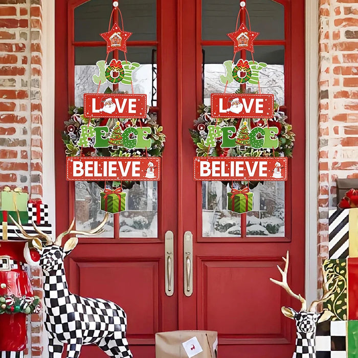Christmas Door Hanging Paper Ornament Santa Claus Pendants