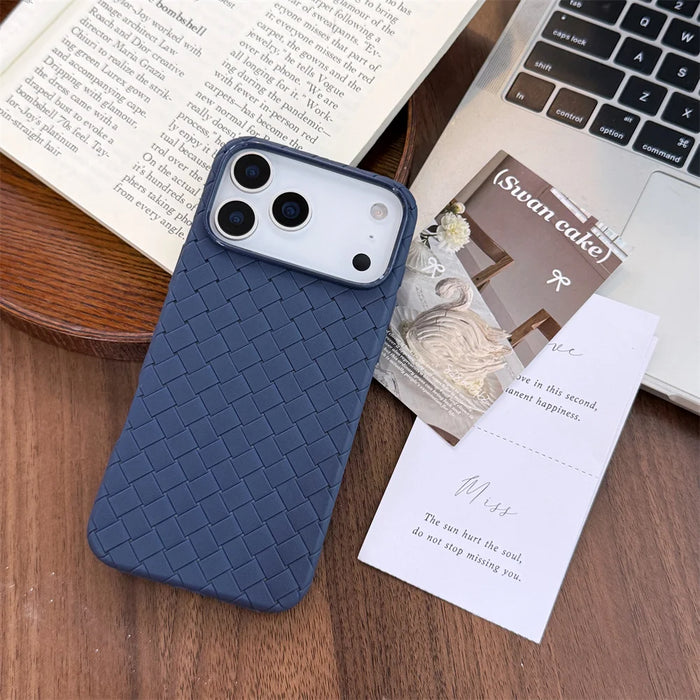 Braided Textured Phone Case for IPhone 17 AIR 16E 15 14 Plus 13 12 11 Pro Max Liquid Silicone Knitted Pattern Breathable Cover