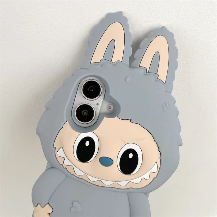 3D Cute Animal Rabbit Elf Creative Soft Silicone Phone Cases For iPhone 16 15 Pro Max 12 13 14 Plus Shockproof Cover