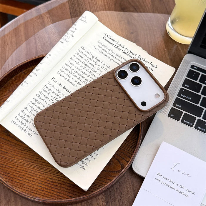 Braided Textured Phone Case for IPhone 17 AIR 16E 15 14 Plus 13 12 11 Pro Max Liquid Silicone Knitted Pattern Breathable Cover
