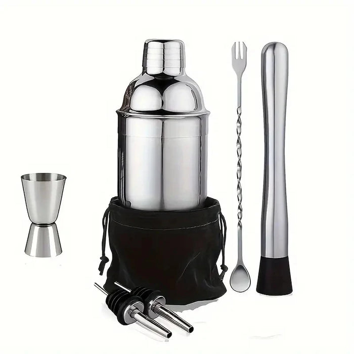 6/7/10pcs Stainless Steel Cocktail Shaker Bartending Tools Bartender Kit Martini Sharker Drink Mixer Set With Storage Bag