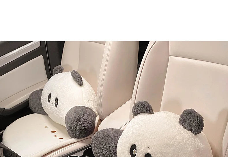 Plush Cute Cartoon Car Seat Cushion Pad Full Set Breathable Four Seasons Car Seat Cover Anti Slip Interior Accessories Universal