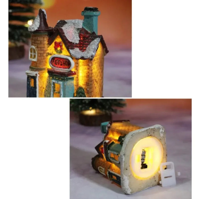 Brightness LED Light Up Small Village House Scene Christmas Decor Ornament 2024 New Year Home Decor Navidad
