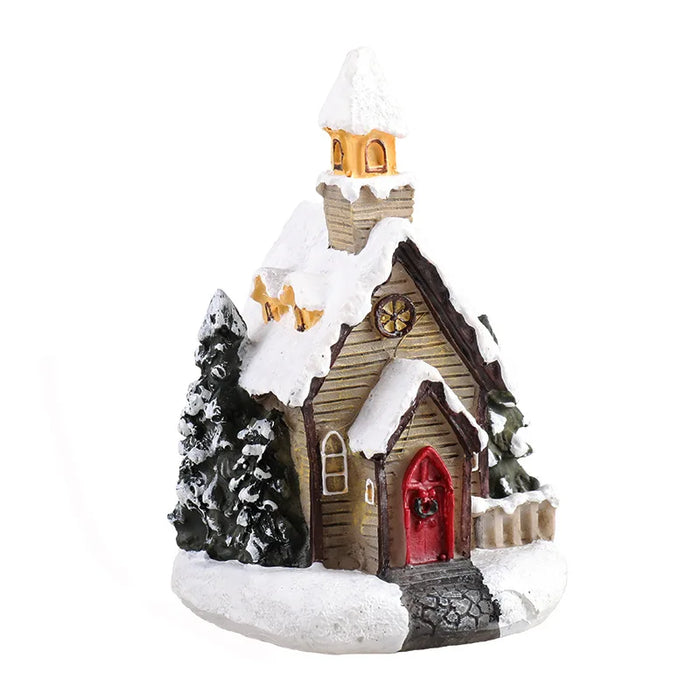 LED Christmas Decorations Resin Small House Micro