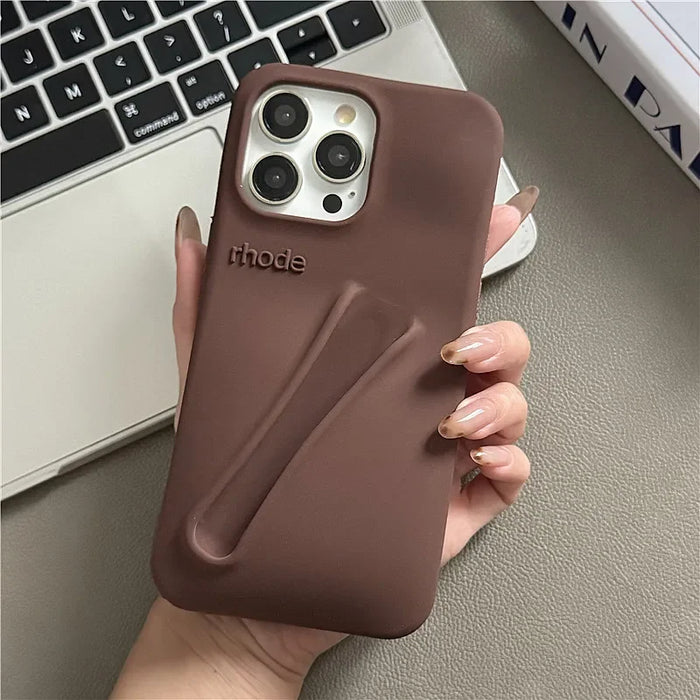 Autumn Edition New Rhode DIY Lipstick Lip Holder Soft Silicone Case for IPhone 16 15 14 13 12 11 Pro Max Plus Phone Stand Cover