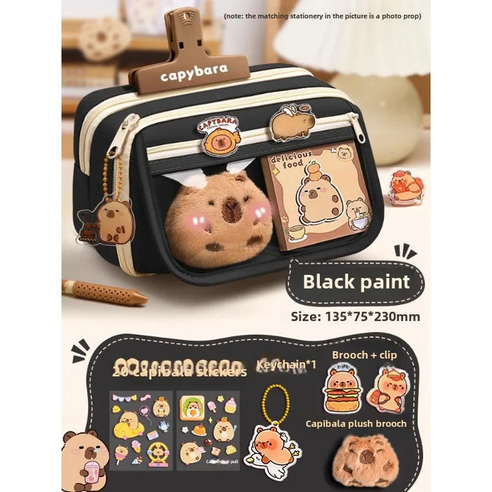 Capybara 9-layer large capacity pencil case, large capacity pencil case flip cover stationery pencil case stationery storage bag