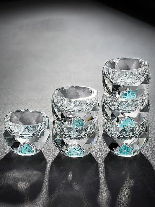 Creative Crystal Faceted Liquor Glasses  Vodka Whiskey Spirits Glasses Turquoise Scales Dispensers Home Sip Glasses Bar Utensils