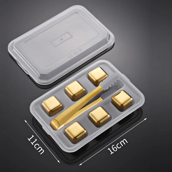 Reusable Stainless Steel Ice Cubes, 304 Steel Chilling Stones for Whiskey, Wine, Beer, Drink, Quick-Freeze Cooling Rock Bar Tool