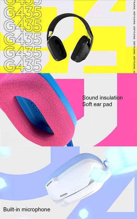 Logitech G435 LIGHTSPEED Bluetooth Wireless Gaming Headset Surround Sound Headphone