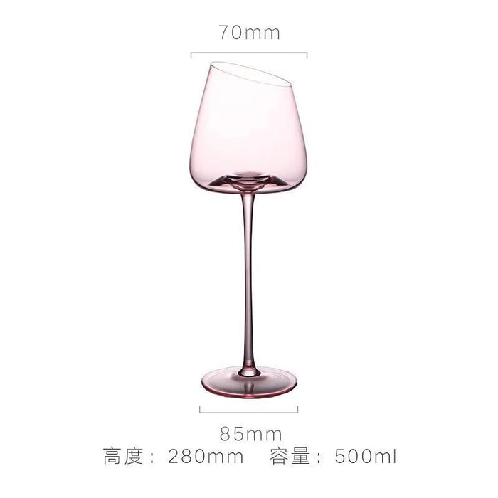 French Pink Flamingo Red Wine Glasses Set Crystal Glass Goblet Creative Inclined Mouth Concave Bottom Champagne Wine Cup Blue