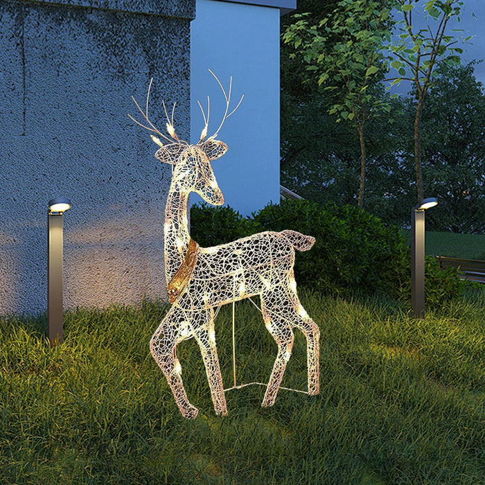 Metal Frame Reindeer Decor Glowing Christmas Deer Ornament Set with Led Lights