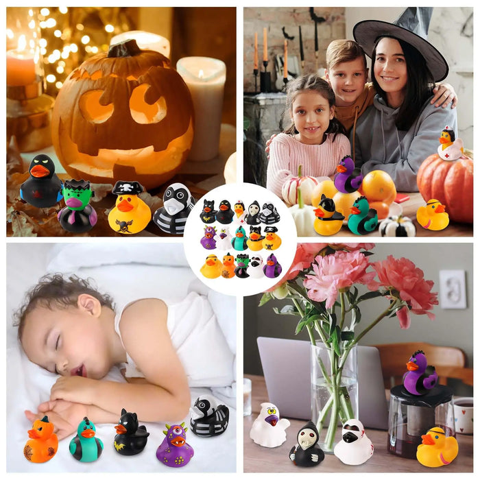 12/24/36PC Halloween Rubber Ducks, 2.5 Inch Halloween Ducks with Various Halloween Characters