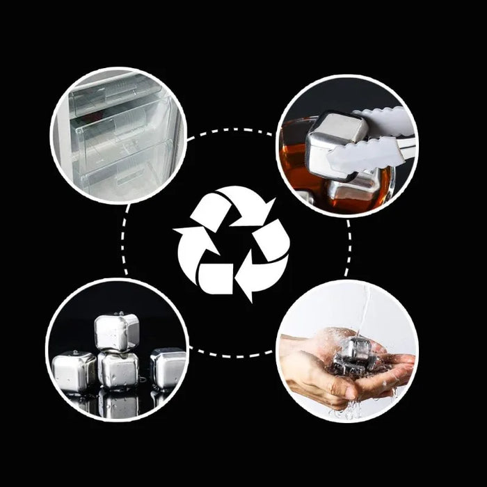 Reusable Stainless Steel Ice Cubes, 304 Steel Chilling Stones for Whiskey, Wine, Beer, Drink, Quick-Freeze Cooling Rock Bar Tool