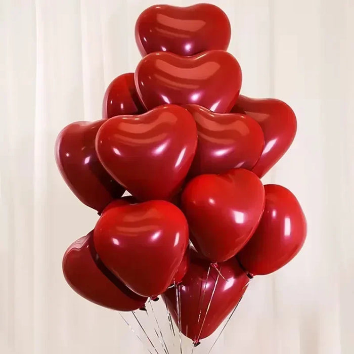 50/100pcs 10inch Red Heart Balloons Valentines Day Balloon for Valentines Decoration