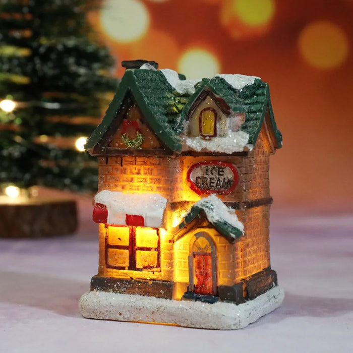 Brightness LED Light Up Small Village House Scene Christmas Decor Ornament 2024 New Year Home Decor Navidad