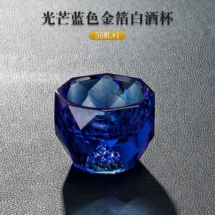 Creative Crystal Faceted Liquor Glasses  Vodka Whiskey Spirits Glasses Turquoise Scales Dispensers Home Sip Glasses Bar Utensils
