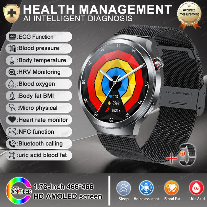 2025 New Micro Physical Examination ECG SmartWatch Blood Pressure Emotional Detection Fatigue Monitoring Smartwatch