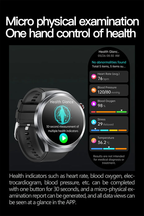 2025 New Micro Physical Examination ECG SmartWatch Blood Pressure Emotional Detection Fatigue Monitoring Smartwatch