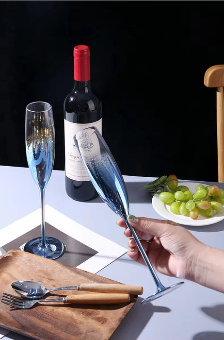 Starry Sky Crystal Glass Tall Wine Glasses Home High-value Light Luxury Internet Celebrity Party Grape Champagne Glasses Set