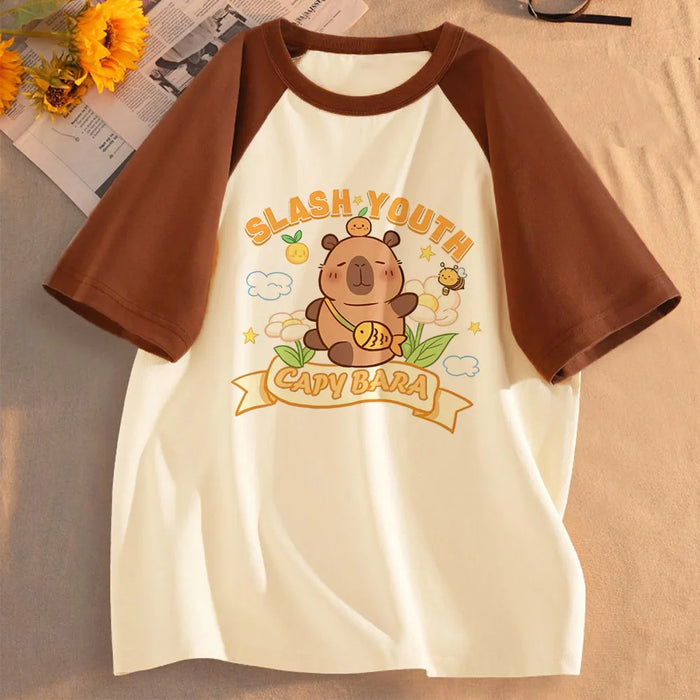 Funny Capybara T-shirts Men Women Summer Cute Animal T Shirt Short Sleeve Graphic T Shirts Streetwear Women's Clothing