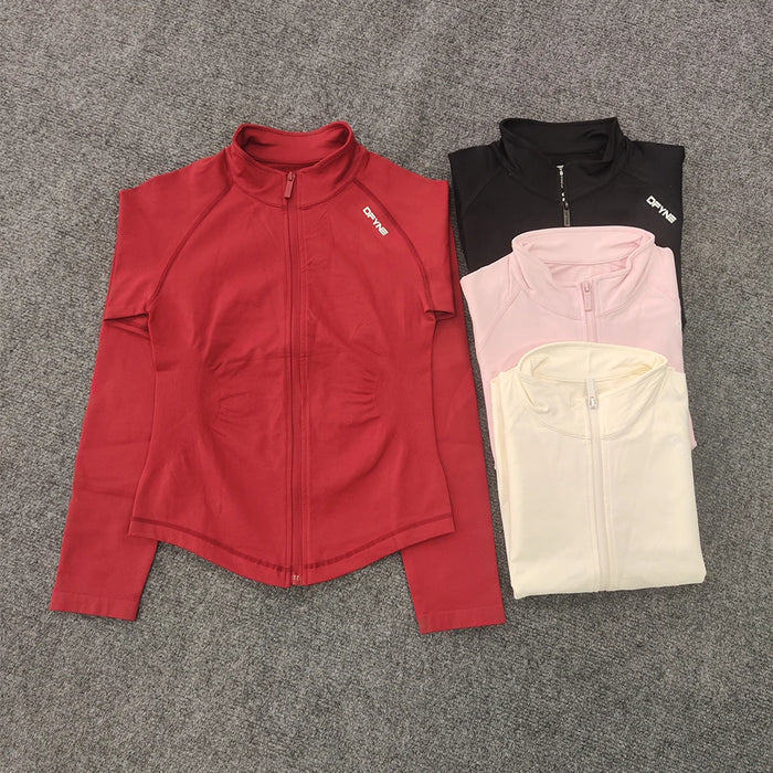 Lightweight Stretchy Dynamic Zip-Up Running Jacket Thumb Holes Running Track Jacket High Neck Breathable Yoga Sportwear