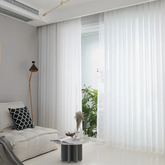 1Pc  Super Soft Chiffon White Tulle Sheer Curtains for Living Room Lining Bedroom Window Decor