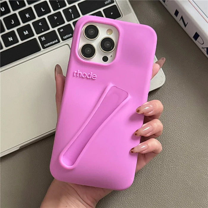 Autumn Edition New Rhode DIY Lipstick Lip Holder Soft Silicone Case for IPhone 16 15 14 13 12 11 Pro Max Plus Phone Stand Cover