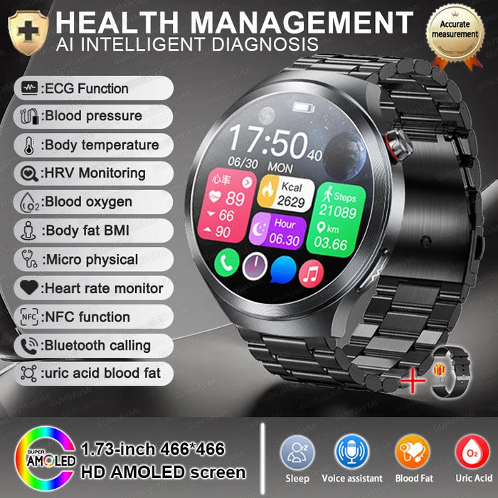 2025 New Micro Physical Examination ECG SmartWatch Blood Pressure Emotional Detection Fatigue Monitoring Smartwatch