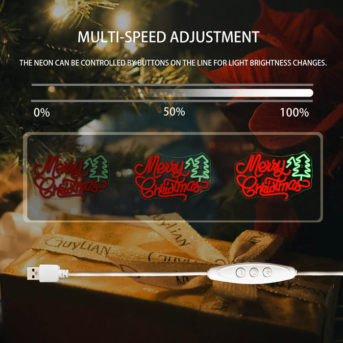 Merry Christmas Neon Led Sign Art Xmas Tree Letter Room Decoraiton