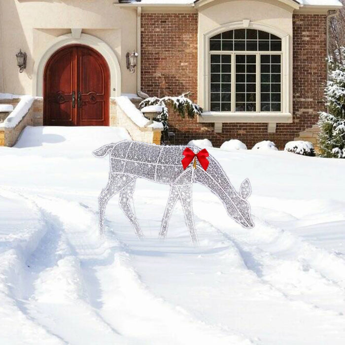 Metal Frame Reindeer Decor Glowing Christmas Deer Ornament Set with Led Lights